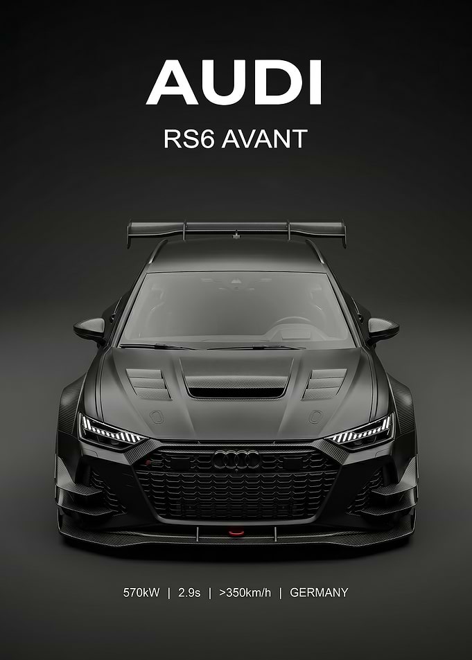 black race Audi RS6 Avant poster