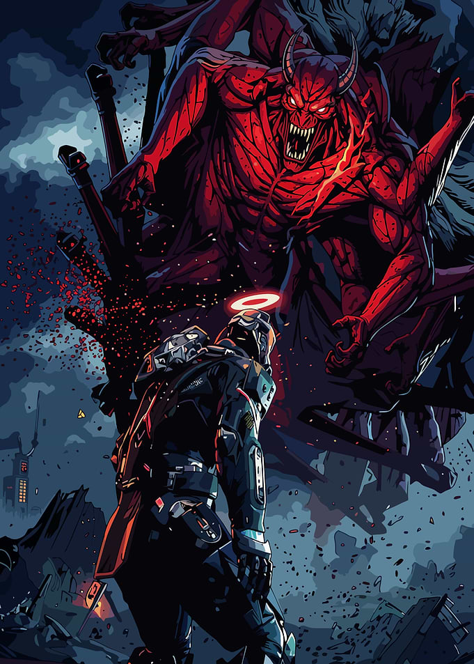 Demon vs Soldier with Halo