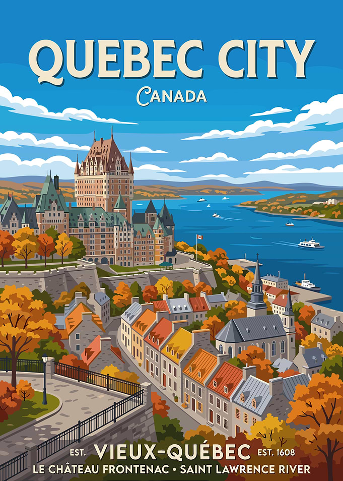Quebec City Vintage Travel Poster