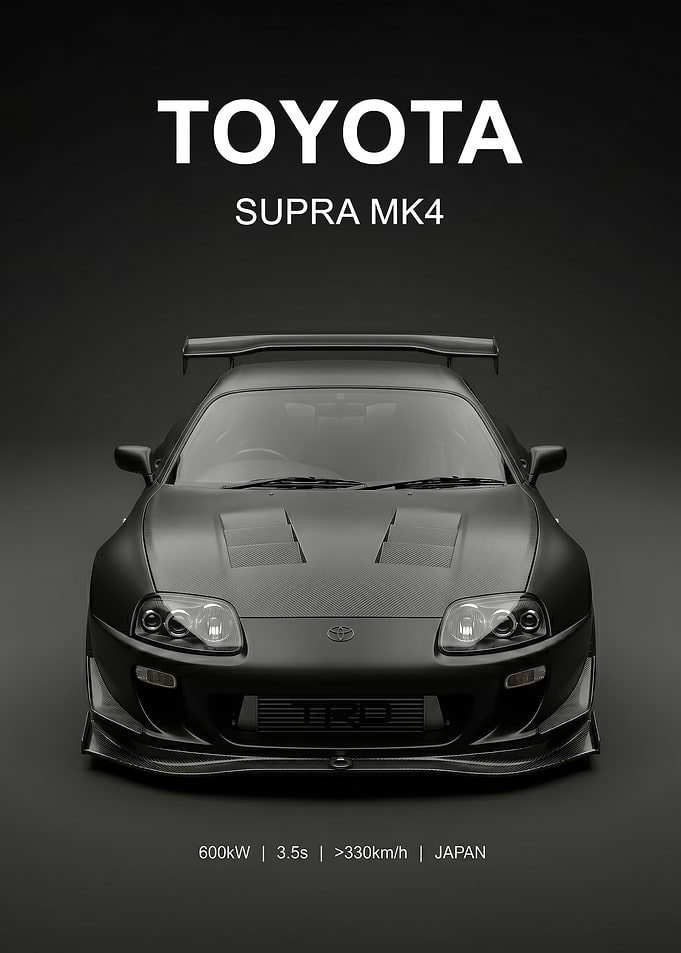 black on black Toyota MK4 Supra poster
