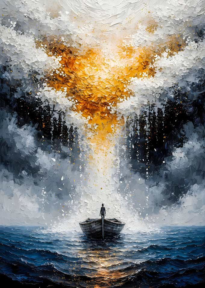 Divine Storm: Boat Beneath the Heavenly Light