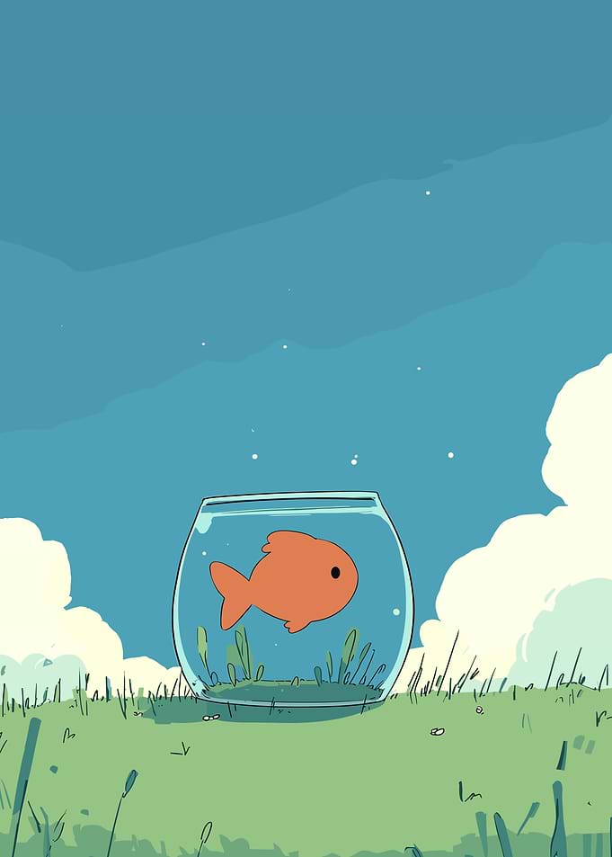 Goldfish in a Bowl Under the Sky
