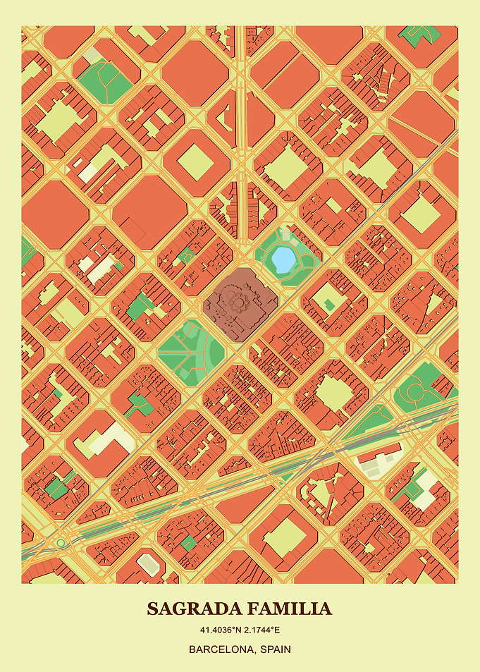Sagrada Familia Map Art