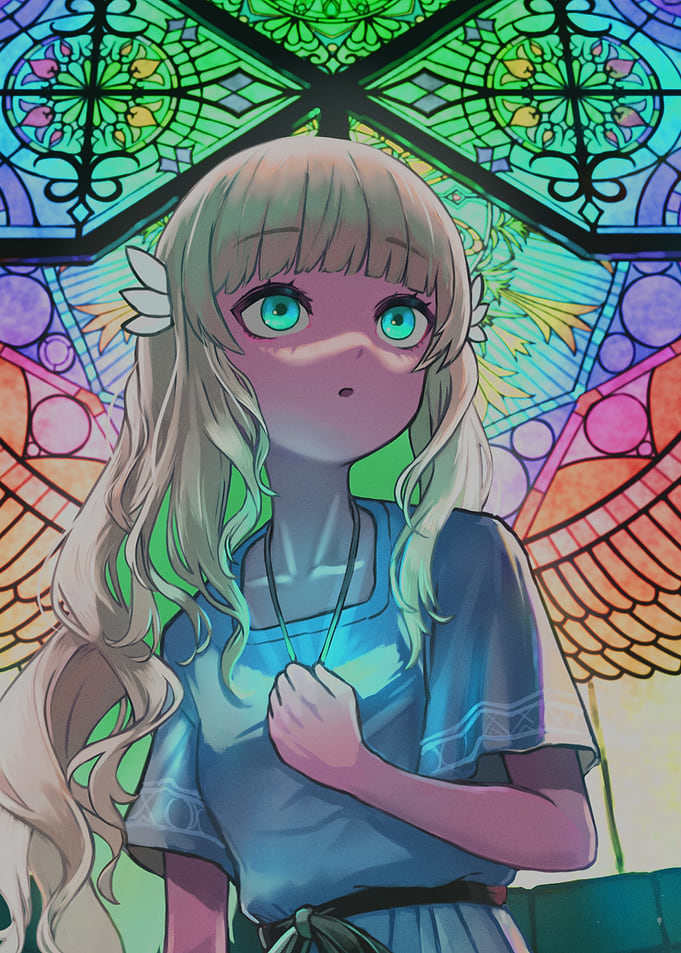 Anime Girl in Stained Glass