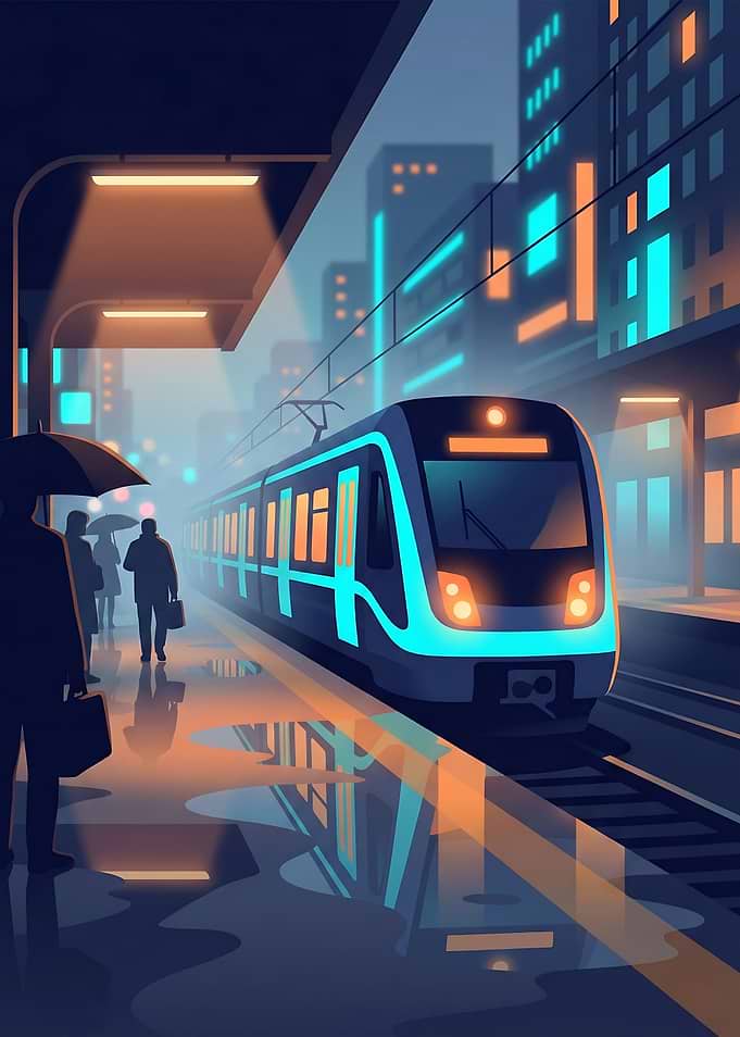 Midnight Rain Metro Arrival