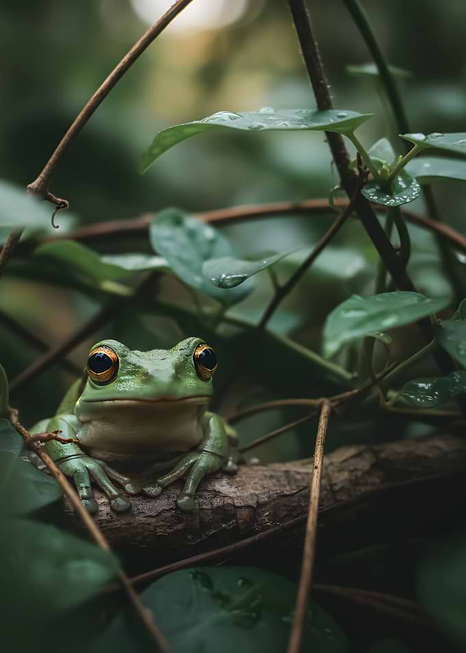 Green Tree Frog on Branch