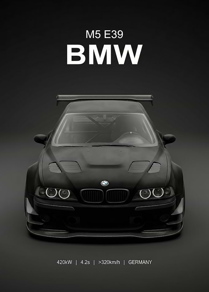 Race Car black BMW M5 E39 poster