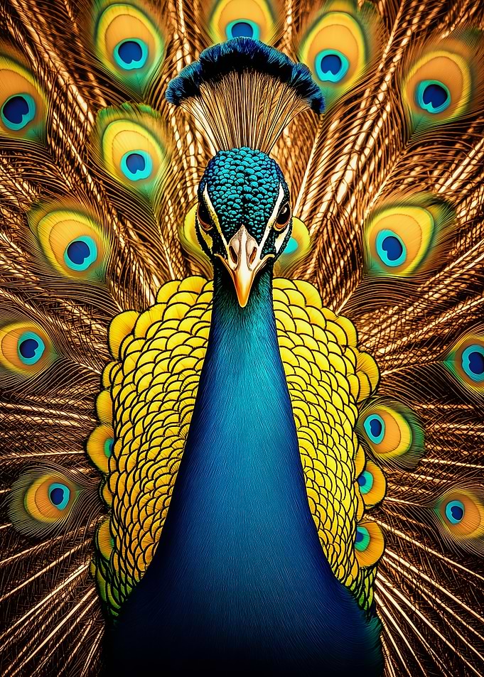 Close-up of a Peacock's Display