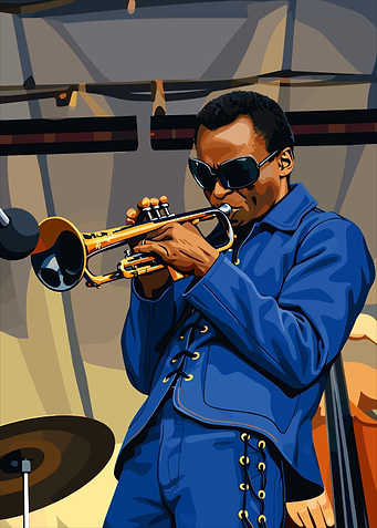Miles Davis Playing Trumpet
