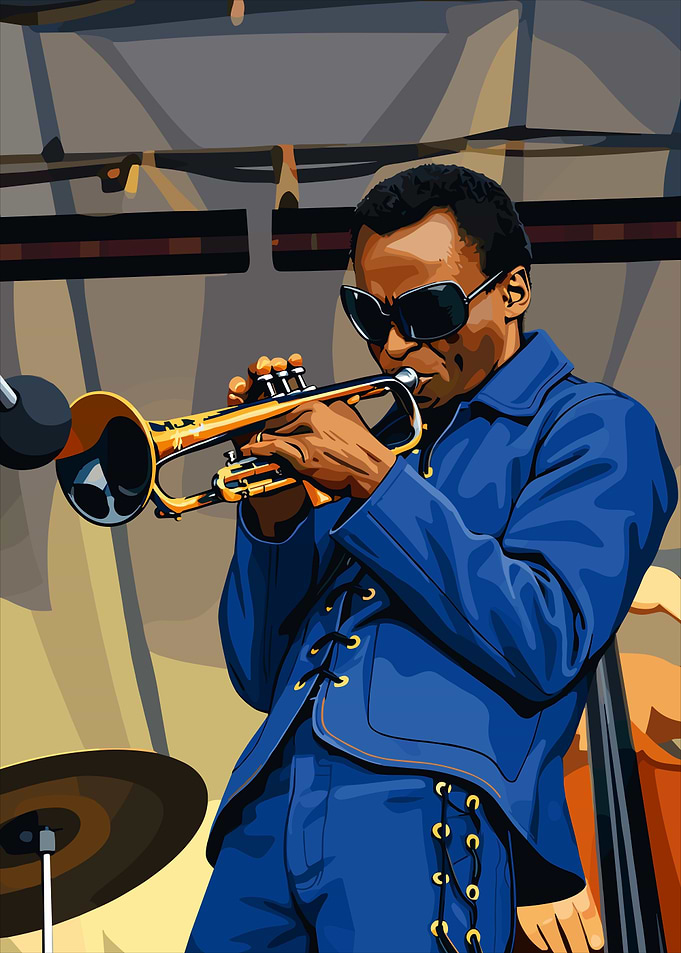 Miles Davis Playing Trumpet