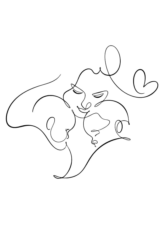 Abstract Family Love Line Art