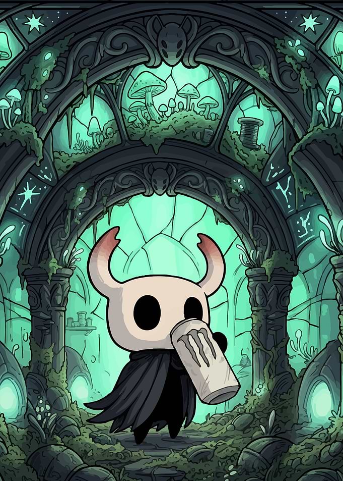 Hollow Knight Character Drinking Monster Energy