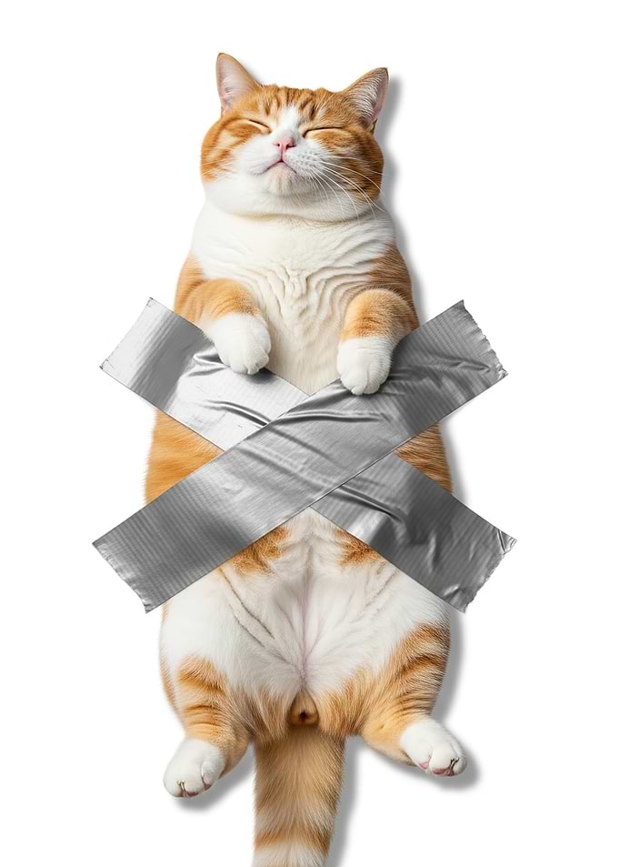 Orange Cat Taped Up