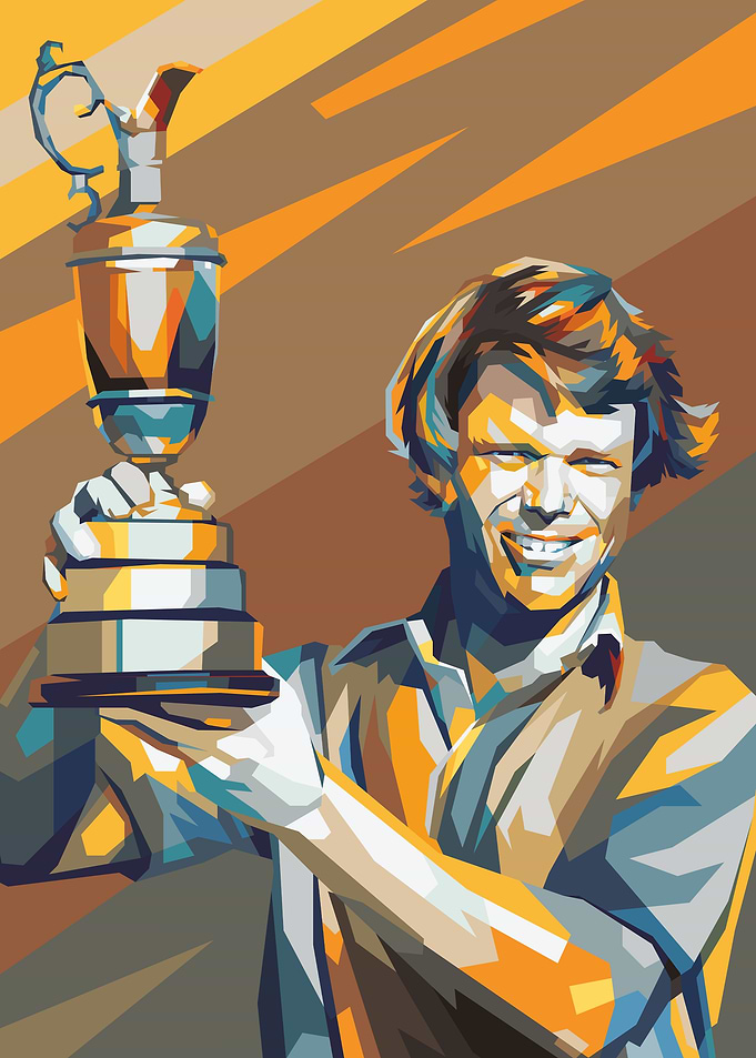 Golfer Holding Championship Trophy