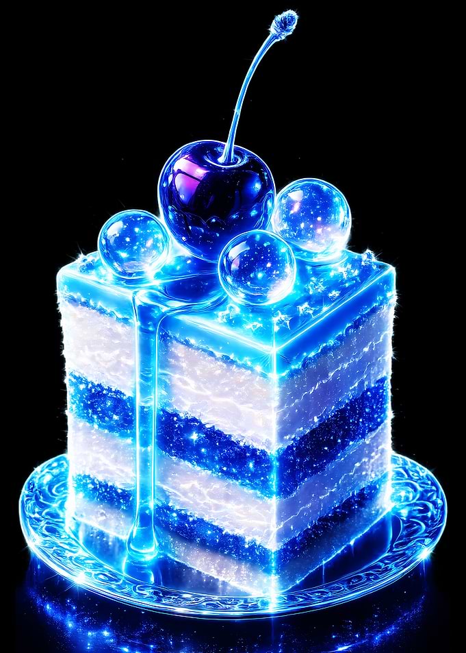 Glowing Blue Cherry Cake