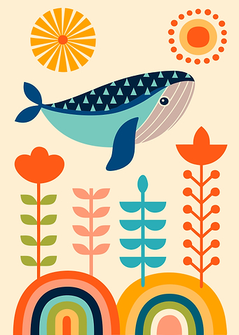 Whale and Sun with Rainbows