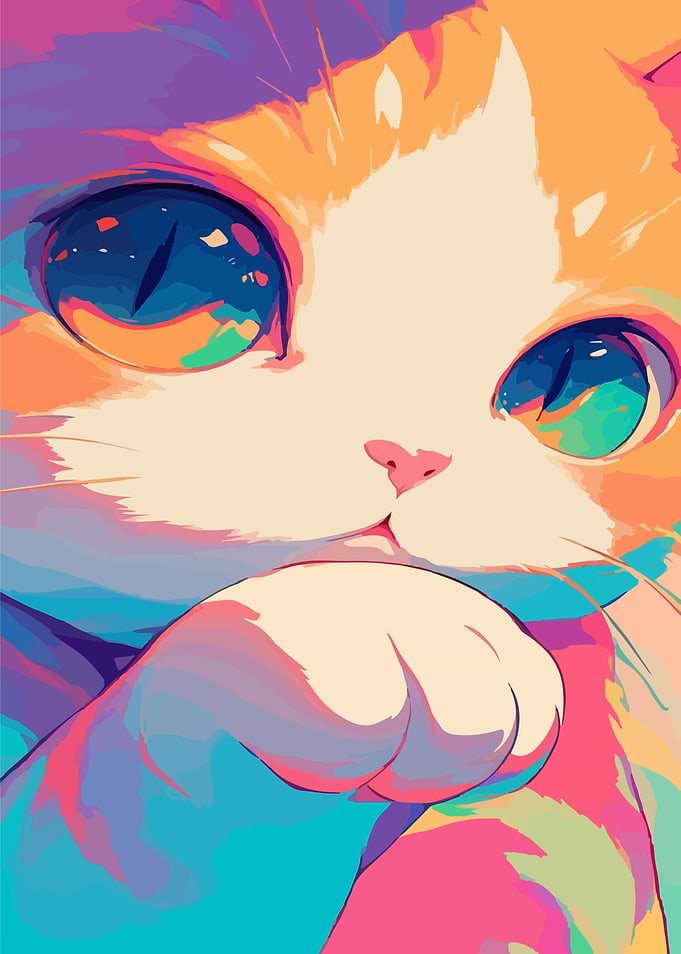 Vibrant Pop Art Cat Portrait