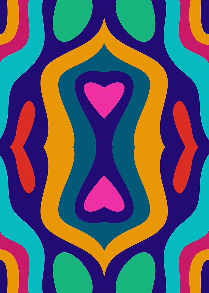 Abstract Retro Heart Seamless Pattern