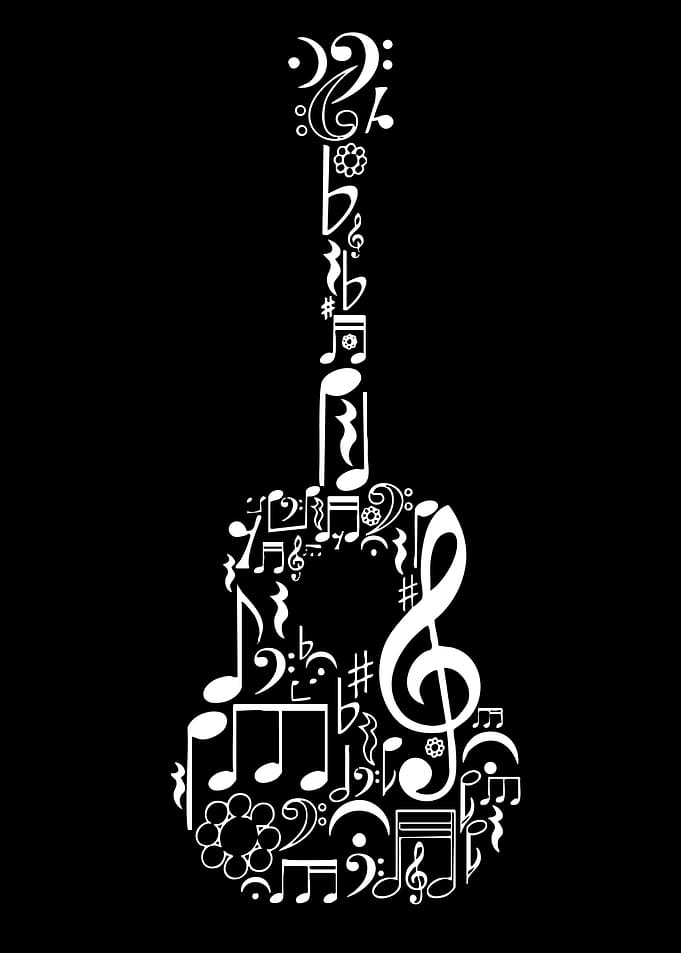 Guitar made of musical notes