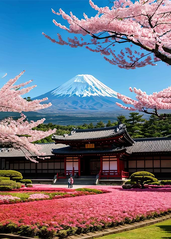 Mount Fuji and Cherry Blossoms