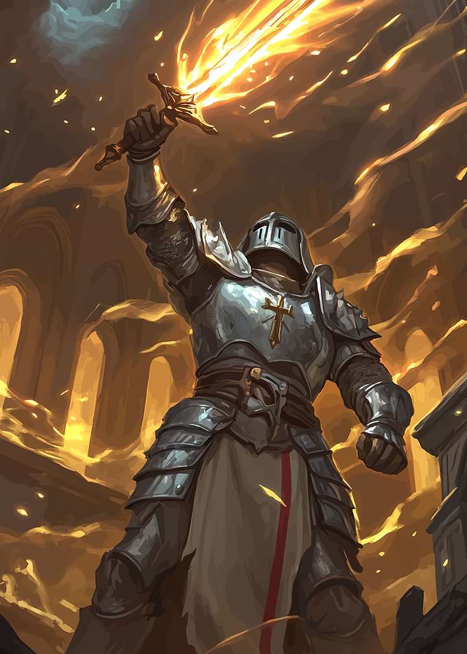 Knight with Fiery Sword