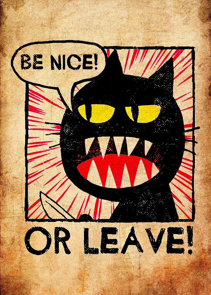 Angry Cat 'Be Nice Or Leave' Poster