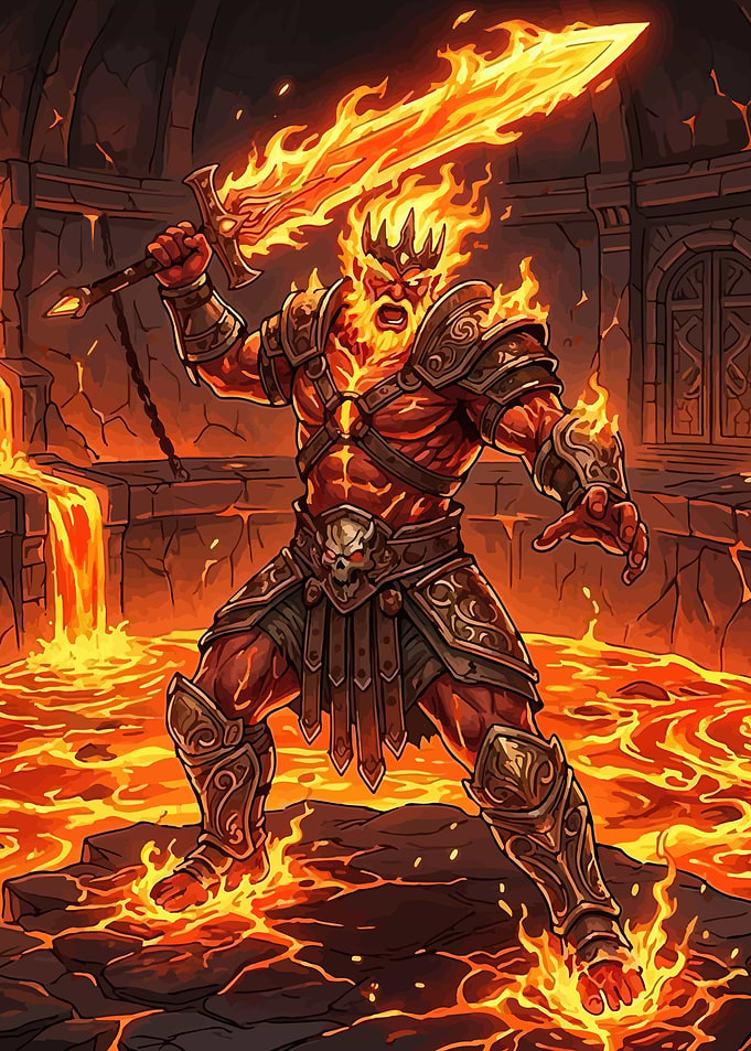 Fiery Warrior with Flaming Sword