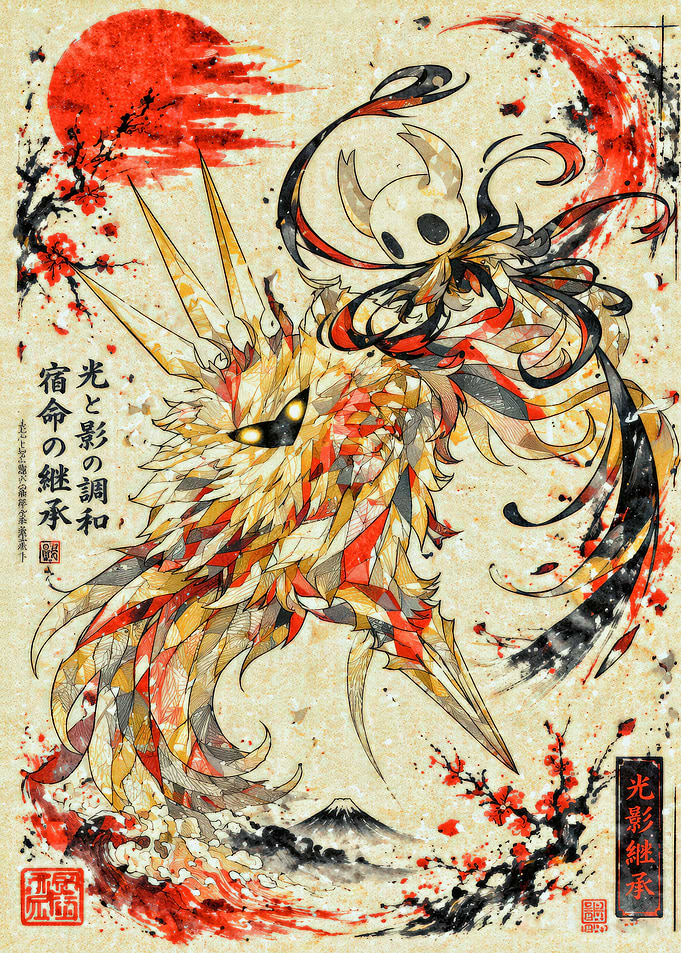 Hollow Knight and Dragon Art