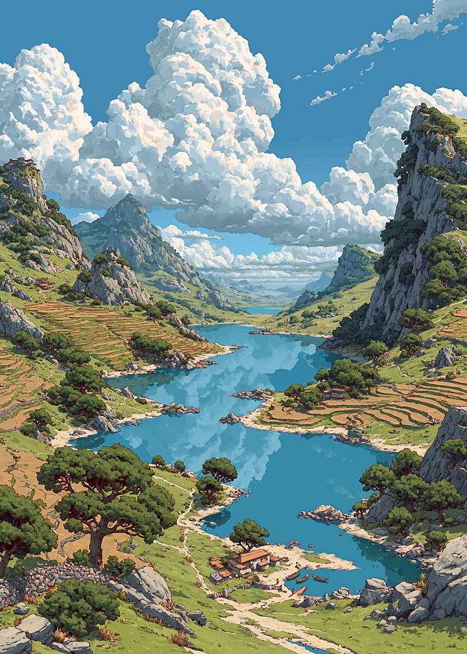 Serene Mountain Lake Landscape