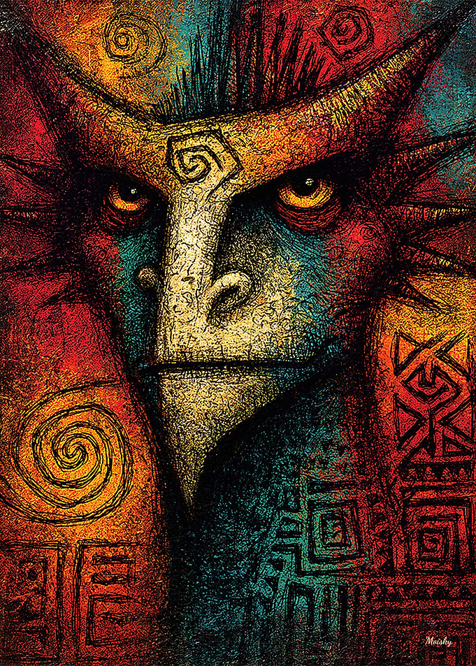 Primal Spirit Mask – Expressionist Color Field Abstract Wall Art