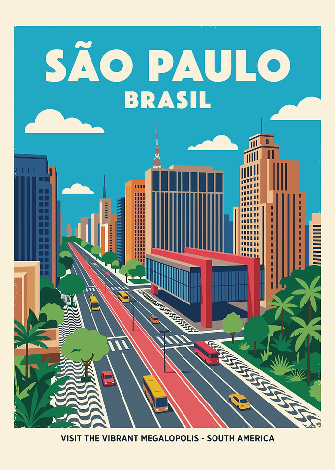 Sao Paulo Brasil Cityscape Poster