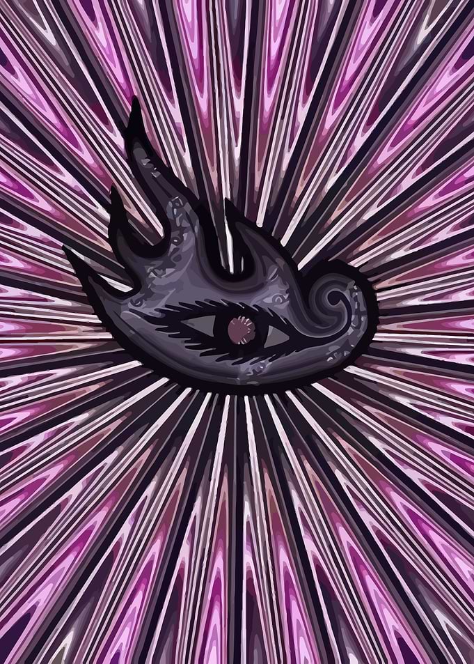 Mystical Eye Symbol with Psychedelic Background