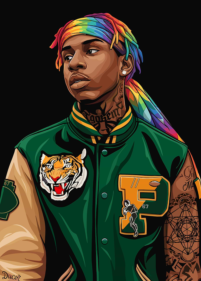 Polo G with Rainbow Dreadlocks