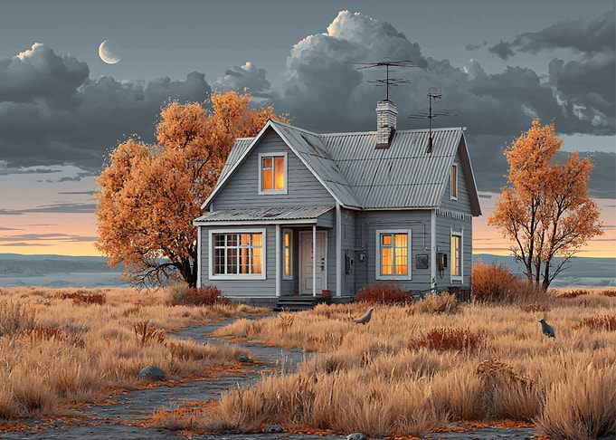 Cozy Autumn House in a Field