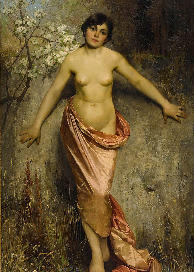Nude Woman in Pink Drape