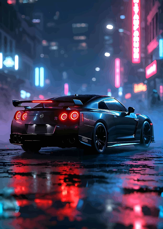 Cyberpunk Nissan GT-R in Neon City