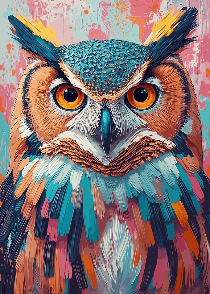Vibrant Owl Digital Painting