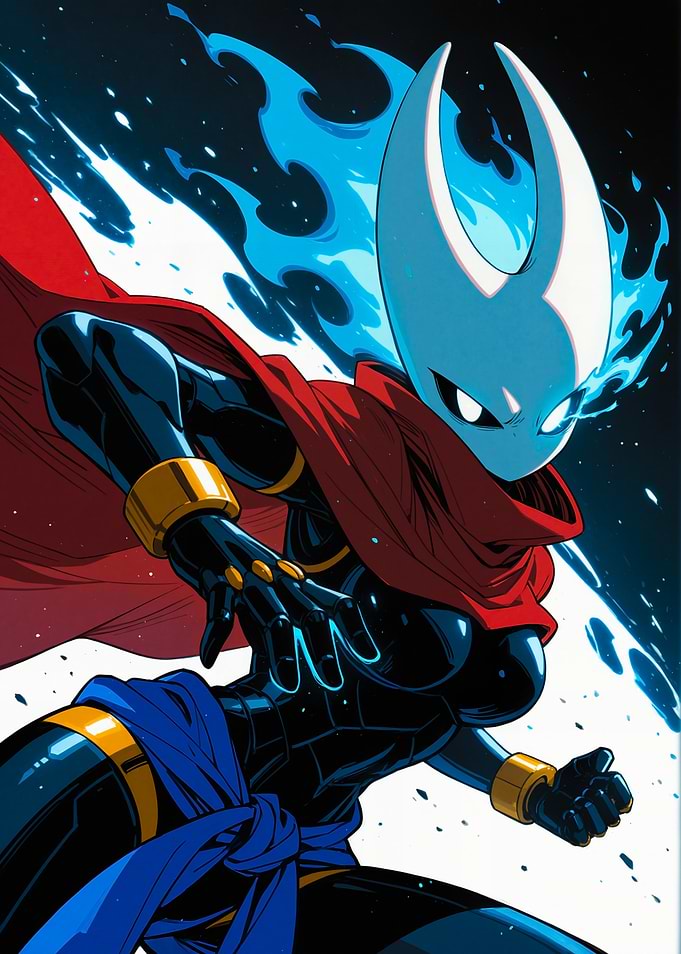 Anime Character with Blue Flames