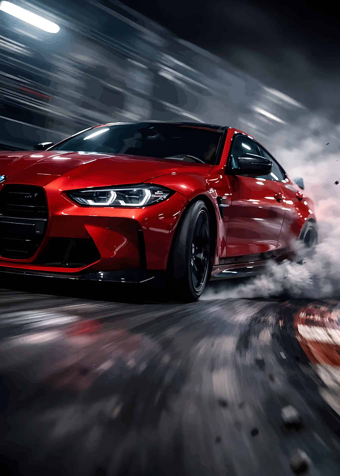 Red BMW M4 Drifting on Track
