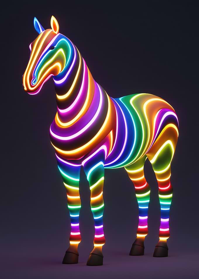 Rainbow Neon Horse