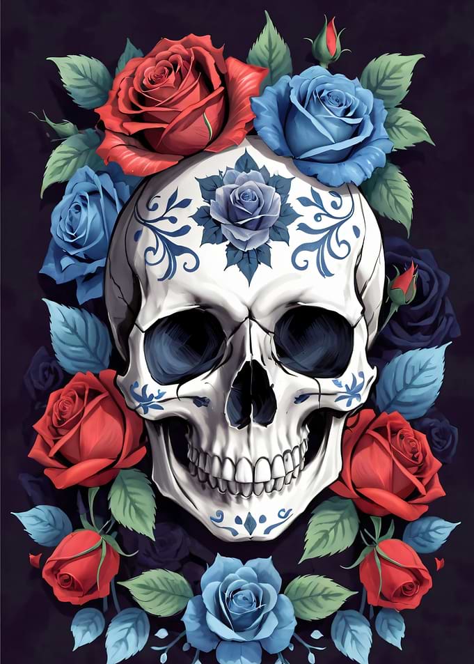 Sugar Skull with Roses