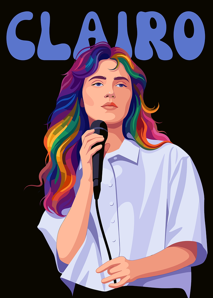 Clairo Singing with Rainbow Hair