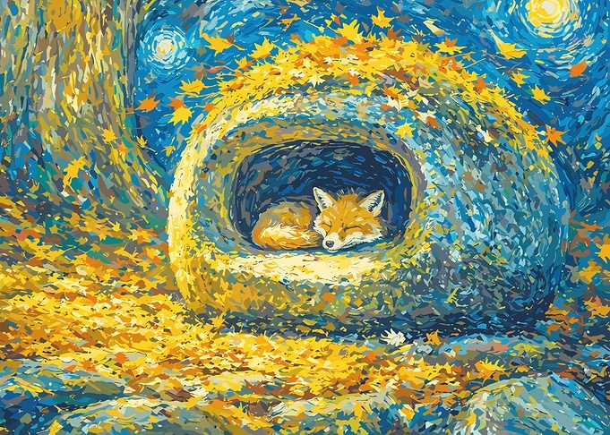 Sleeping Fox in Autumn Den