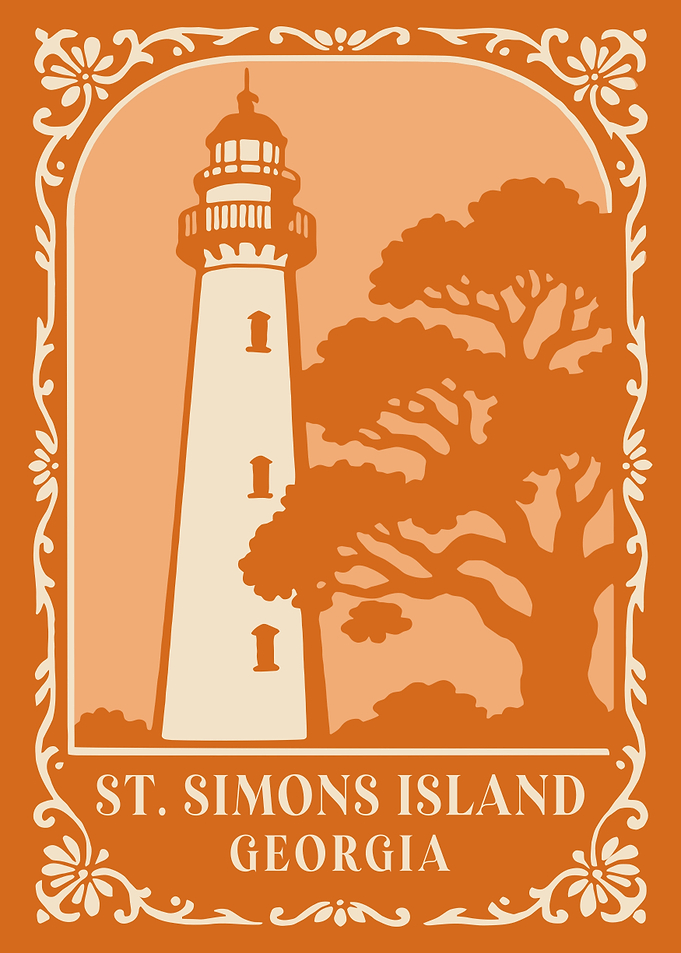 St. Simons Island Lighthouse Vintage Poster