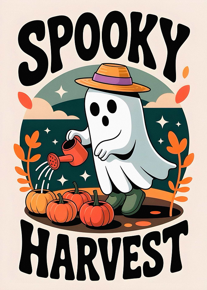 Spooky Harvest Ghost Watering Pumpkins