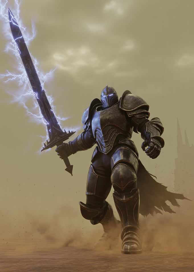 Armored Warrior with Lightning Sword