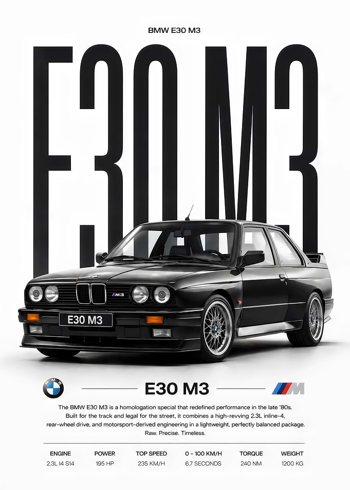 BMW E30 M3 Poster