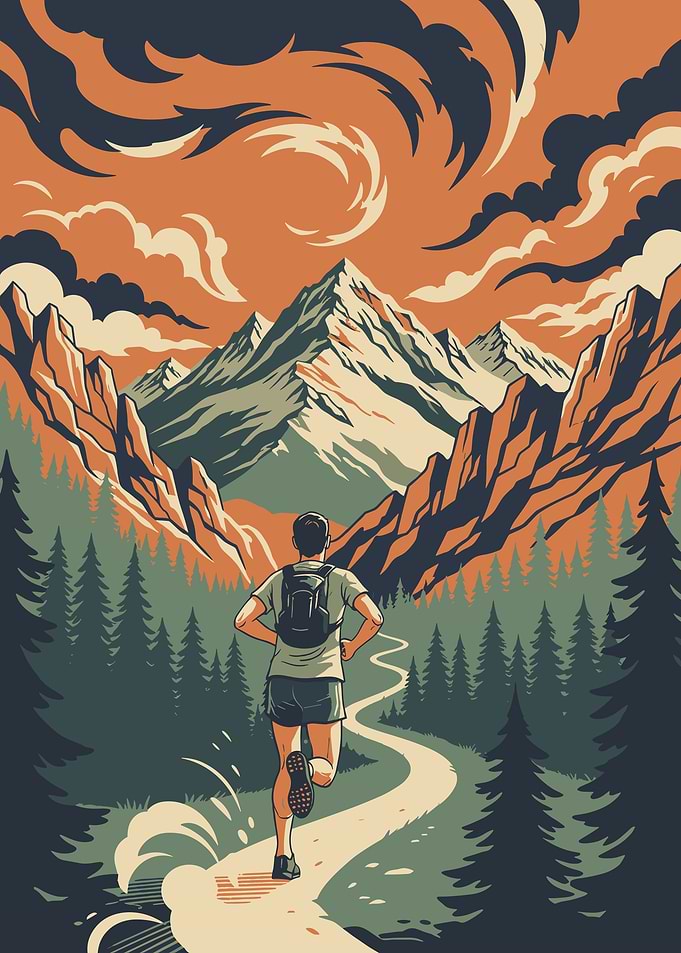 Runner in Mountain Landscape