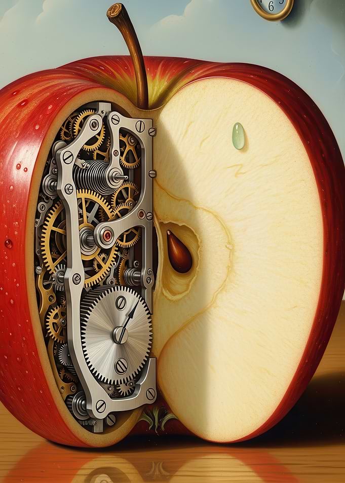 Mechanical Apple with Clockwork