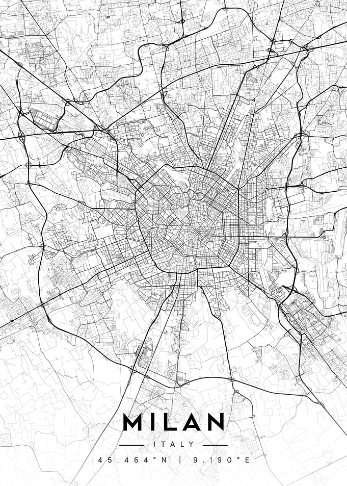 Milan City Map Minimalist Ink